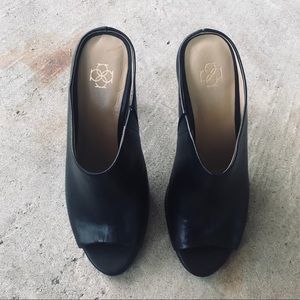 Ann Taylor Leather Open Toe Mule Heel